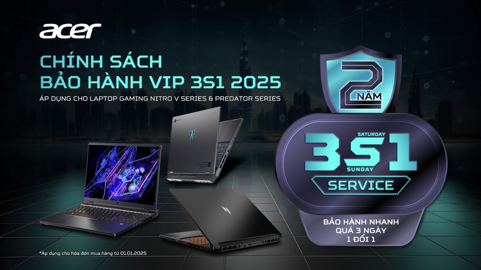 Chính sách bảo hành 3S1 tăng lên 2 năm