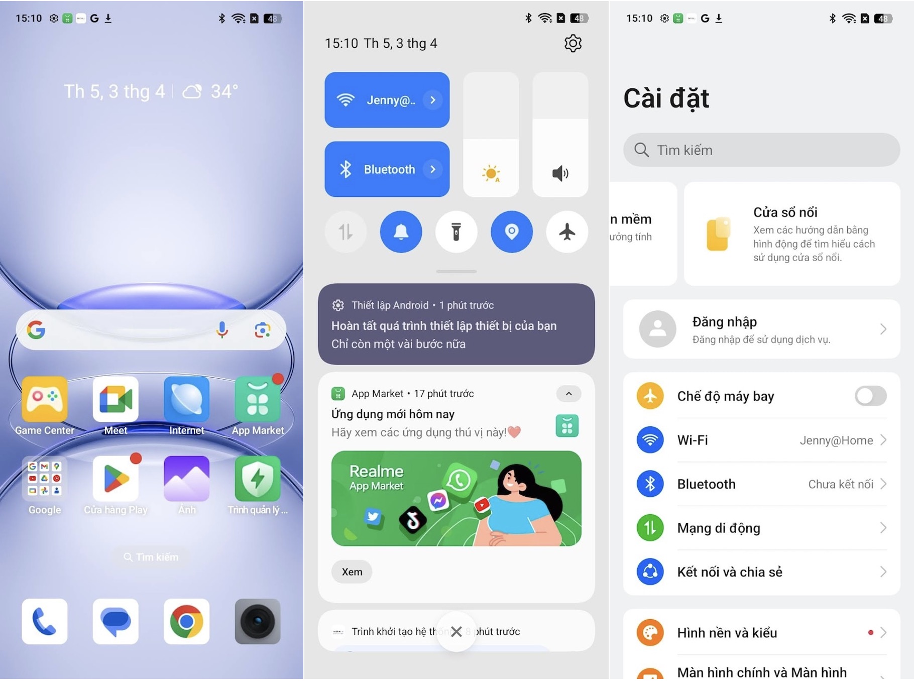 Giao diện Realme UI 6.0 gọn gàng và hiện đại.