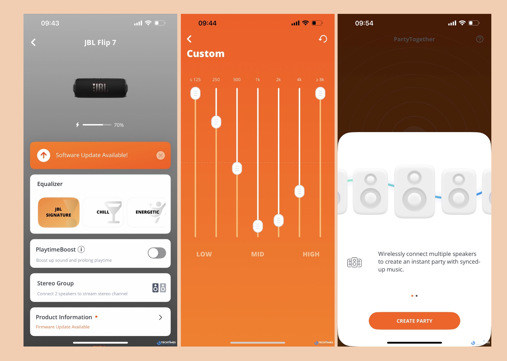 Ứng dụng JBL Portable là trung tâm điều khiển của Flip 7, cung cấp các tính năng như: