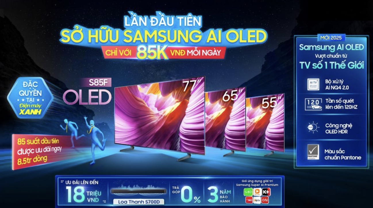 Samsung bắt tay Điện máy Xanh đưa dòng TV OLED cao cấp đến gần người dùng Việt