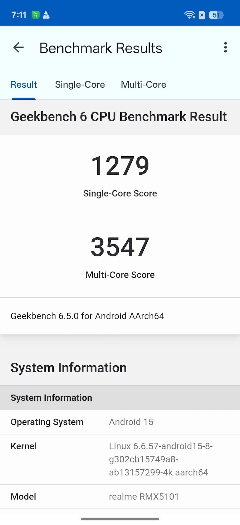 Điểm số với Geekbench Benchmark.