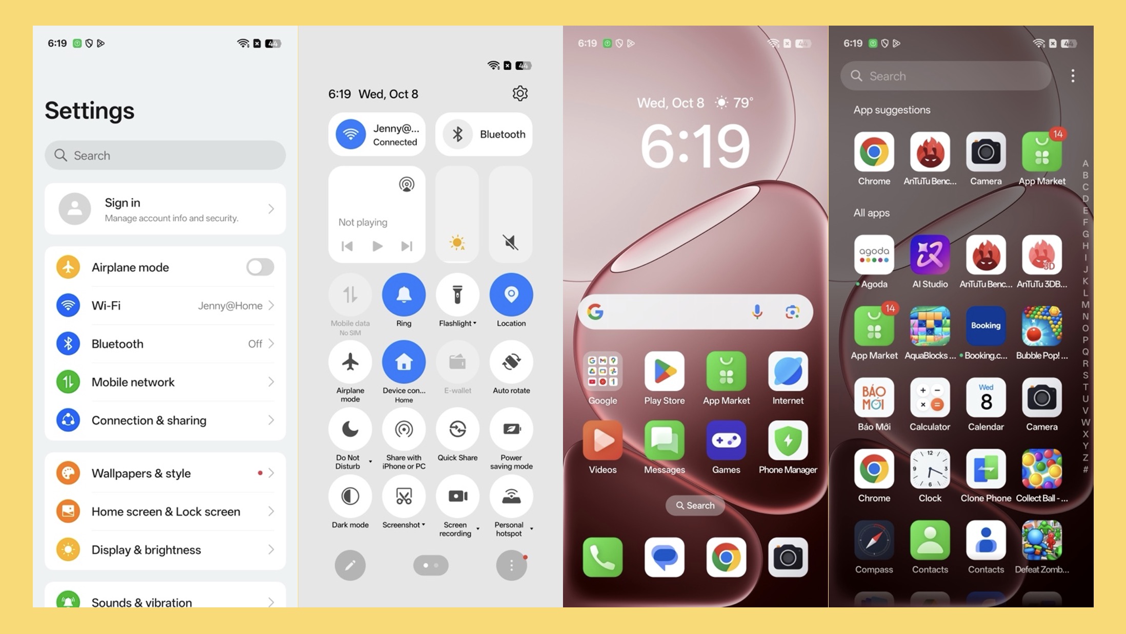 Máy được cài sẵn hệ điều hành ColorOS 15 được tuỳ biến dựa trên Android 15, A6 Pro mang giao diện mượt mà với các tính năng AI như Smart Sidebar (chia sẻ nhanh file) và AI Eraser (xóa vật thừa trong ảnh). Máy hứa hẹn 3 năm cập nhật OS và 4 năm bảo mật – ngang Galaxy A55, nhưng thấp hơn V30 (4 năm OS). Trong quá trình sử dụng, TechTimes nhận thấy máy hầu như không có bloatware thừa, và tùy chỉnh theme theo màu Hồng Thạch Anh rất dễ thương và cá tính.