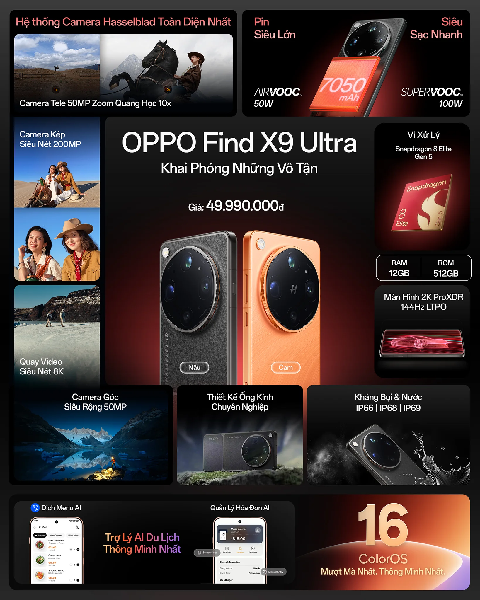 oppo find x9 ultra x9s gia 24990000 4 TechWire Vietnam Bộ đôi OPPO Find X9 Ultra & Find X9s: Camera Hasselblad, zoom 10x