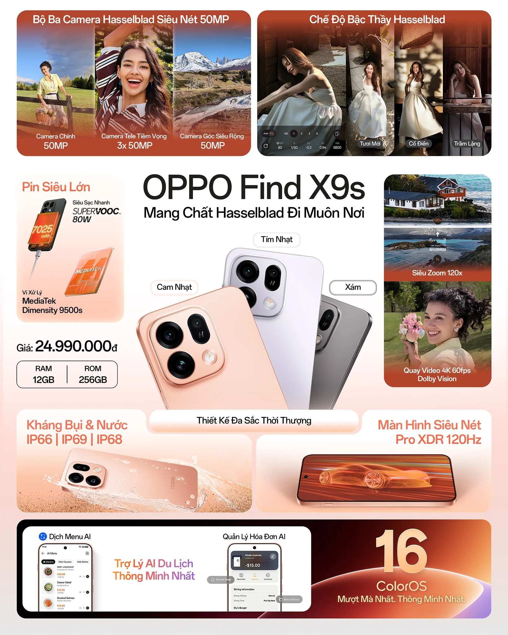 oppo find x9 ultra x9s gia 24990000 5 TechWire Vietnam Bộ đôi OPPO Find X9 Ultra & Find X9s: Camera Hasselblad, zoom 10x